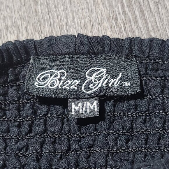 Vintage Y2K goth summer black tiered strapless maxi dress with lace cutouts - Picture 8 of 14